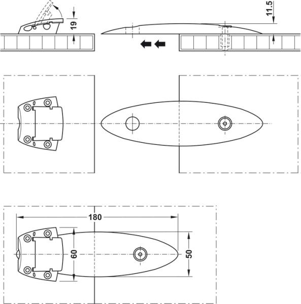 Tischplattenverbinder, Tischplatten trennbar, silberfarben, Bauhöhe: ca. 18mm